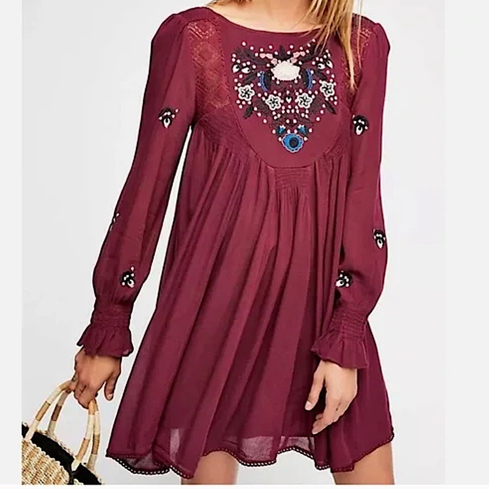 Free People mohave embroidered mini dress